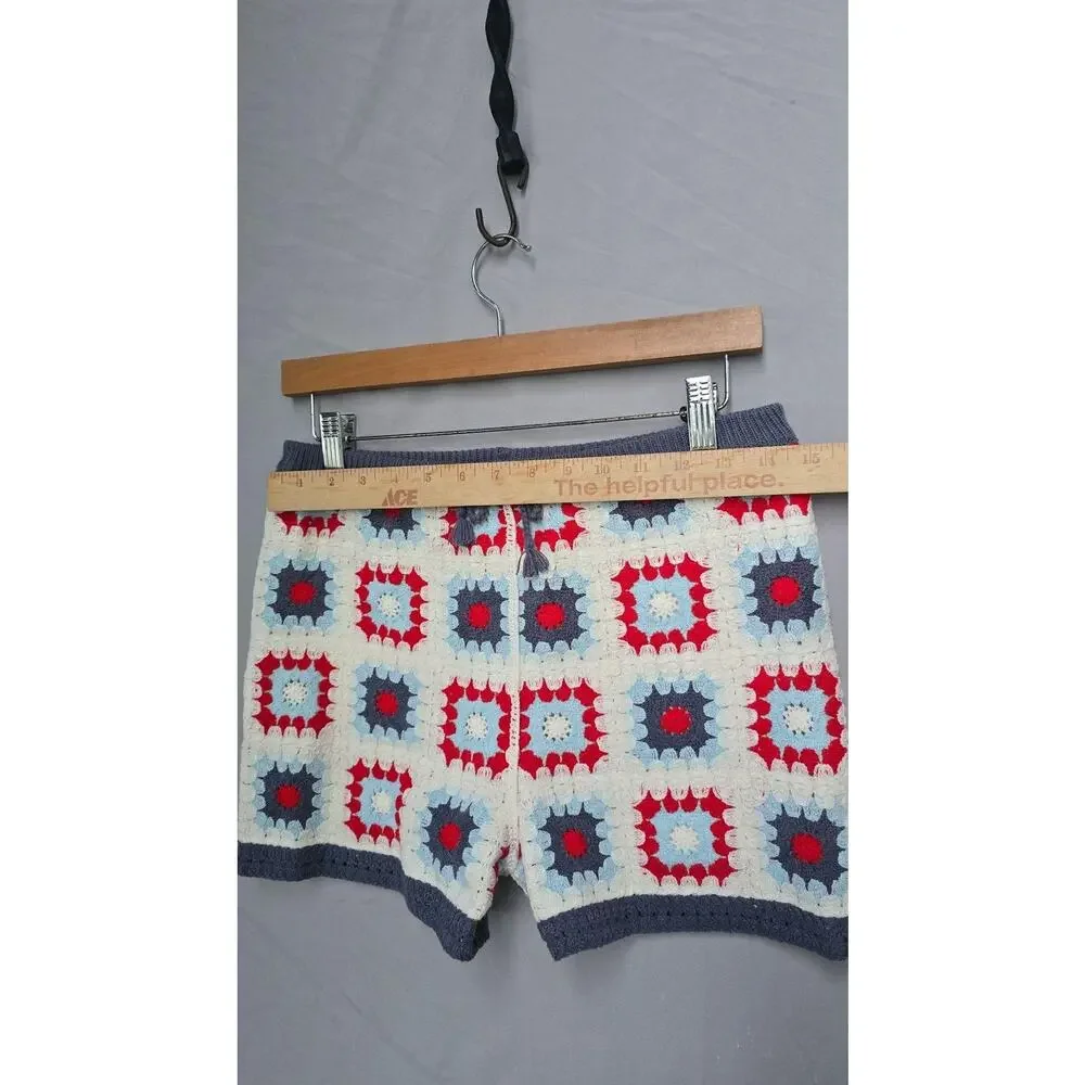Art Class Sweat Shorts Kids 10-12 Multicolor Crochet Patchwork Elastic Waist